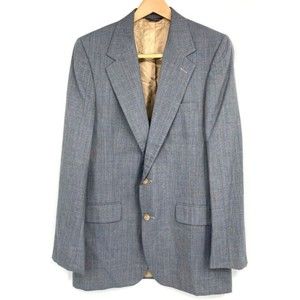 Bill Blass Men's Sz 40R Gray Grey Sport Coat Jacket Plaid Check - Made in USA